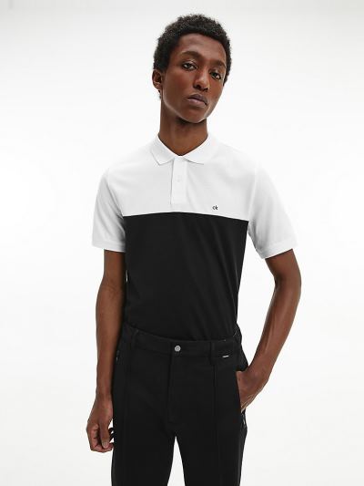 Calvin Klein Ruhák HU117426 | Calvin Klein Slim Organic Cotton Two-Tone Férfi Pólóing Fekete / Fehér